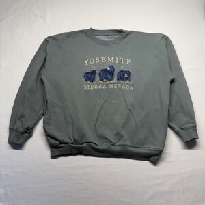 Brandy Melville J Galt Yosemite Bears Crewneck Sweatshirt Sage OS